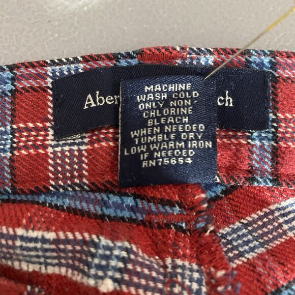 ABERCROMBIE & FITCH Pants Plaid Low Rise Boot Flare Y2K Preppy Womens 4 Red - Picture 10 of 10